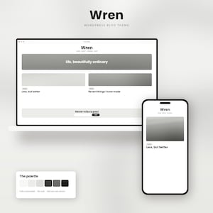 Wren WordPress Blog Theme | Minimalist Editorial Website Template, Clean Modern Blogger Theme, No Code, Customizable