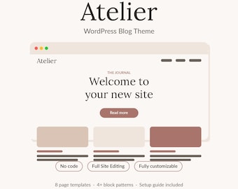 Motyw WordPress Atelier | Szablon witryny internetowej dla firm świadczących usługi kobiece, motyw dla trenerów i konsultantów, bez kodu, konfigurowalny
