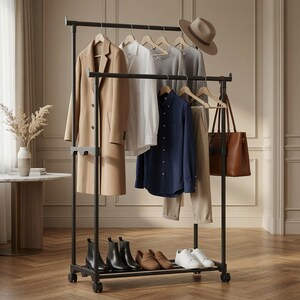 SONGMICS Kleiderschrank offen, freistehende Garderobe, Standregal