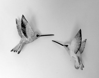 paper mache hummingbird art , hanging birds decoration