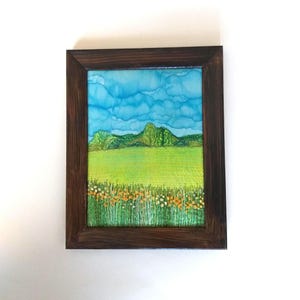 Textile Art Embroidery painting Fiber Art Wall hanging Framed textile picture