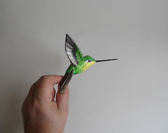 Paper machè sculpture figurine Hummingbird Art  hanging bird decoration