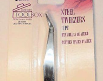 Darice 1095-23 - 5" Stainless Steel Tweezers Bent Fine-tip
