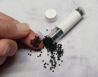 BLACK Glass Micro Marbles no-hole Deco Beads for crafts (7 grams)