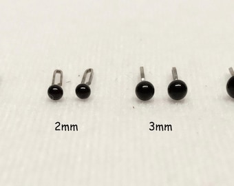 Sassy Bears Black Glass Eyes on Loop for bears dolls puppets crafts (5 pairs)
