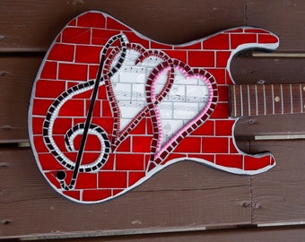 Mosaic Guitar  Rock and Roll, Shabby Chic, Vintage Floral