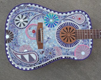 Mosaic Guitar  Rock and Roll, Shabby Chic, Vintage Floral