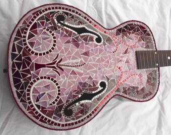 Mosaic Guitar  Rock and Roll, Shabby Chic, Vintage Floral