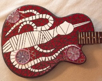 Mosaic Guitar  Rock and Roll, Shabby Chic, Vintage Floral