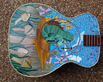 Mosaic Guitar  Rock and Roll, Shabby Chic, Vintage Floral