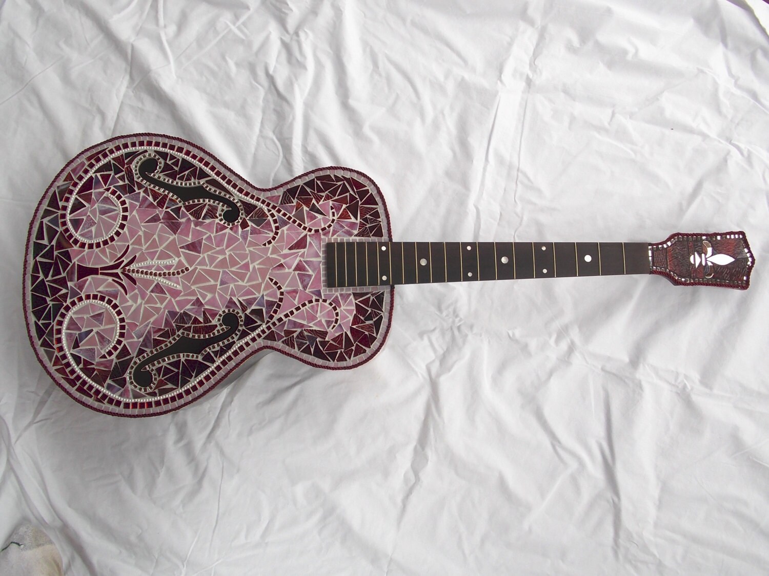 BORDEAUX BLUES Mosaic Guitar - Etsy Israel
