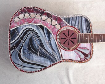 Mosaic Guitar  Rock and Roll, Shabby Chic, Vintage Floral