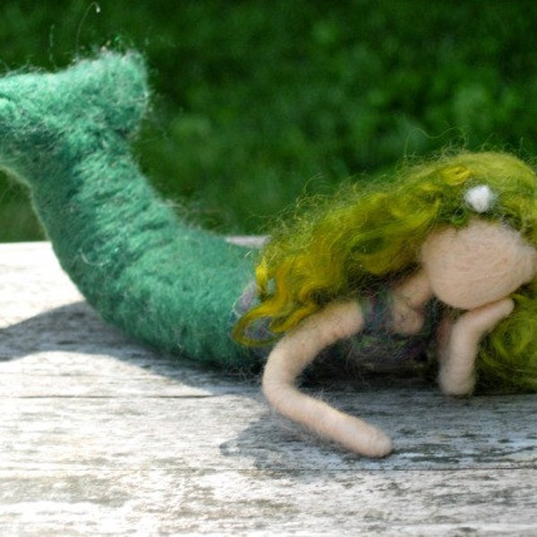 Green Mermaid Doll - Needle Felted Mermaid Toy - Waldorf Fantasy Doll