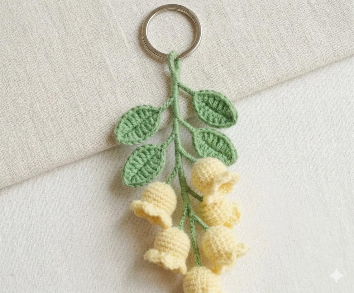 37 Lily of the Valley Crochet Patterns for Elegant Flowers, Gifts, and Home Decor 16 Crochet Lily of the Valley Pattern Keychain Bell Flower