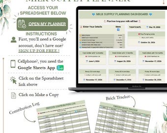 Breast Milk Storage Tracker | Google Sheets Pumping Planner (Digital Download)