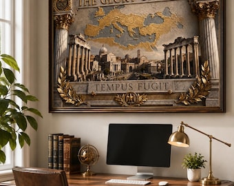 Póster en lienzo 3D "La Gloria de Roma" / Decoración del Foro del Imperio Antiguo, Arte con Mapas Históricos