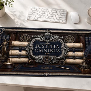 Alfombrilla de escritorio ornamentada para la sala de justicia / Arquitectura clásica de tribunales, decoración de oficinas legales