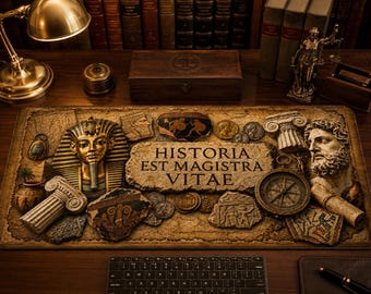 Antike Artefakte Münzen Schreibtischmatte | Museumssammlung, Numismatiker, Archäologen Sammler Block
