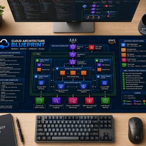 Cloud Architecture Blueprint Desk Mat | AWS Cloud Diagram Mousepad