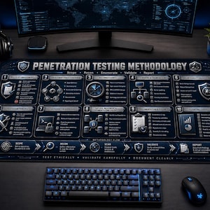 Penetration Testing Desk Mat-Scope Recon Enumerate Validate Report-Ethical Hacker Pentest Reference Desk Pad-Cybersecurity Professional Gift
