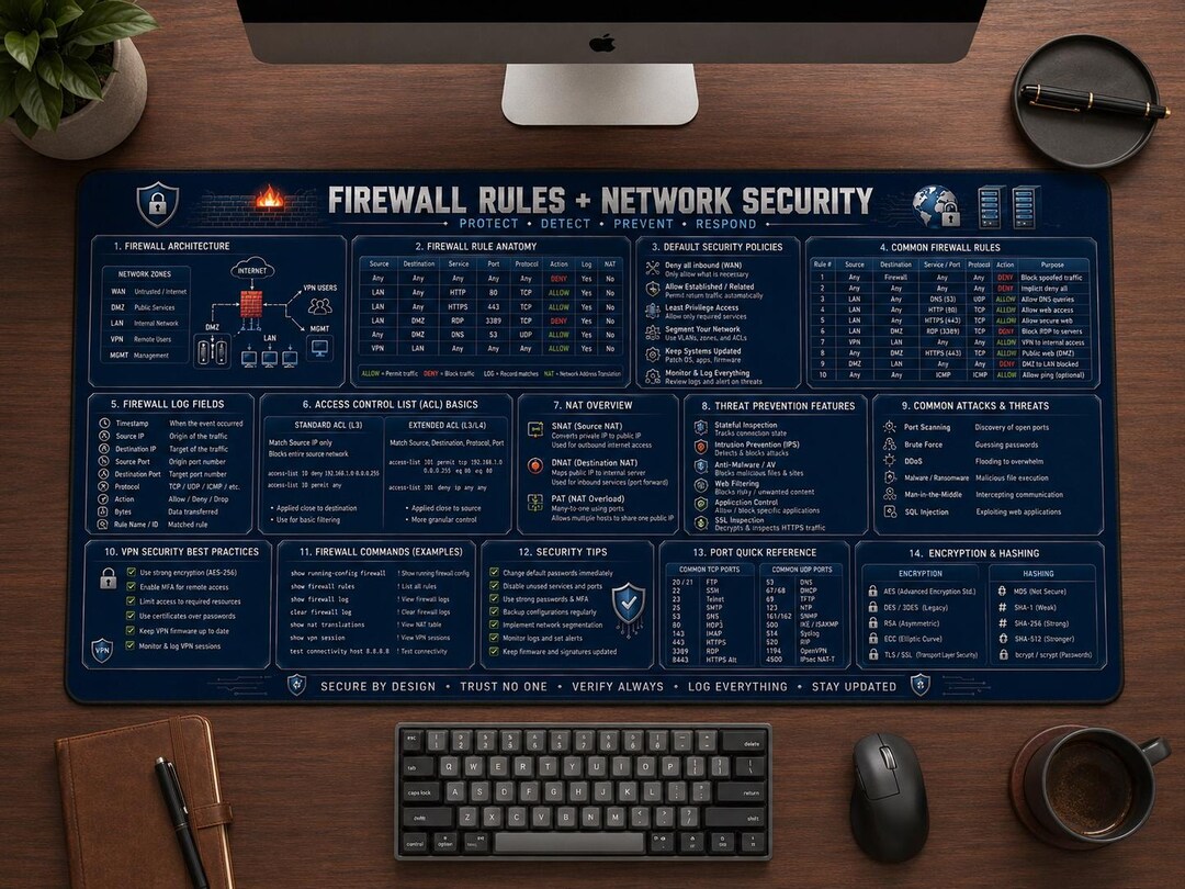 Firewall Rules Network Security Desk Mat | Cybersecurity Engineer ...