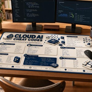 Tappetino da scrivania con codici cheat per l'IA cloud / Blocco di riferimento AWS Docker Git Linux