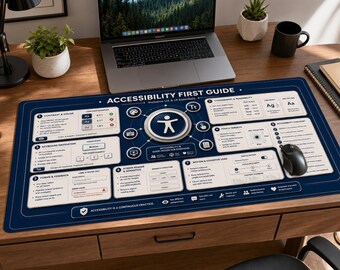 Alfombrilla de escritorio Accessibility First Guide / Referencia WCAG de UX/UI inclusiva, bloc de notas para diseñadores y desarrolladores