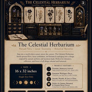 Celestial Herbarium Desk Mat | Botanical Apothecary Illustration image 2