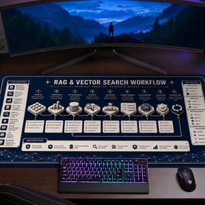 Rag Vector Search Workflow Desk Mat 3D | Retrieve Smarter Generate Better | Llm Ai Engineer Reference Desk Pad | Developer Gift
