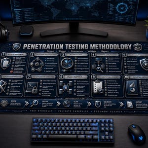 Penetration Testing Desk Mat-Scope Recon Enumerate Validate Report-Ethical Hacker Pentest Reference Desk Pad-Cybersecurity Professional Gift