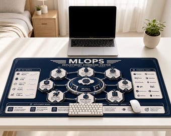 Alfombrilla de escritorio para centro de mando MLOps / Construir, implementar, monitorizar, mejorar / Almohadilla para ingeniero de ML y científico de datos