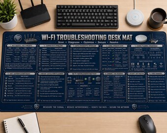 Alfombrilla de escritorio para la resolución de problemas de Wi-Fi / Guía de referencia para ingenieros de redes (40,6 x 81,3 cm)