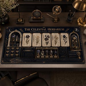 Celestial Herbarium Desk Mat | Botanical Apothecary Illustration image 3
