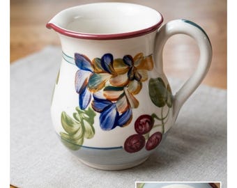 Cottagecore MacTavish & Ellsworth Hand Painted Ceramic Creamer Floral Grapes