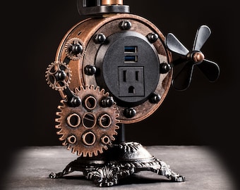 Steampunk Charging Station - USB-C or USB - Docking Station - Phone Charging - Steampunk Gift - Docking Stand - USB Charger - Office Decor