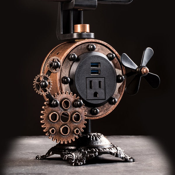 Steampunk Charging Station - USB-C or USB - Docking Station - Phone Charging - Steampunk Gift - Docking Stand - USB Charger - Office Decor