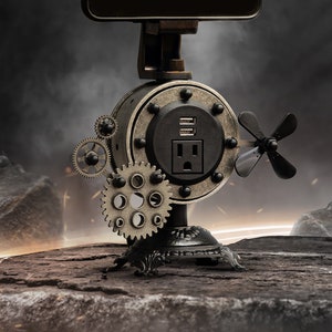 Estación de carga - Base de carga - Carga de teléfono - Steampunk - Soporte de carga - Cargador USB - Decoración de oficina - Regalo único
