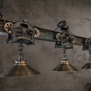 Rustic Steampunk Ceiling Light – Vintage Iron 4-Light Pendant Lamp For Pool Table Or Island