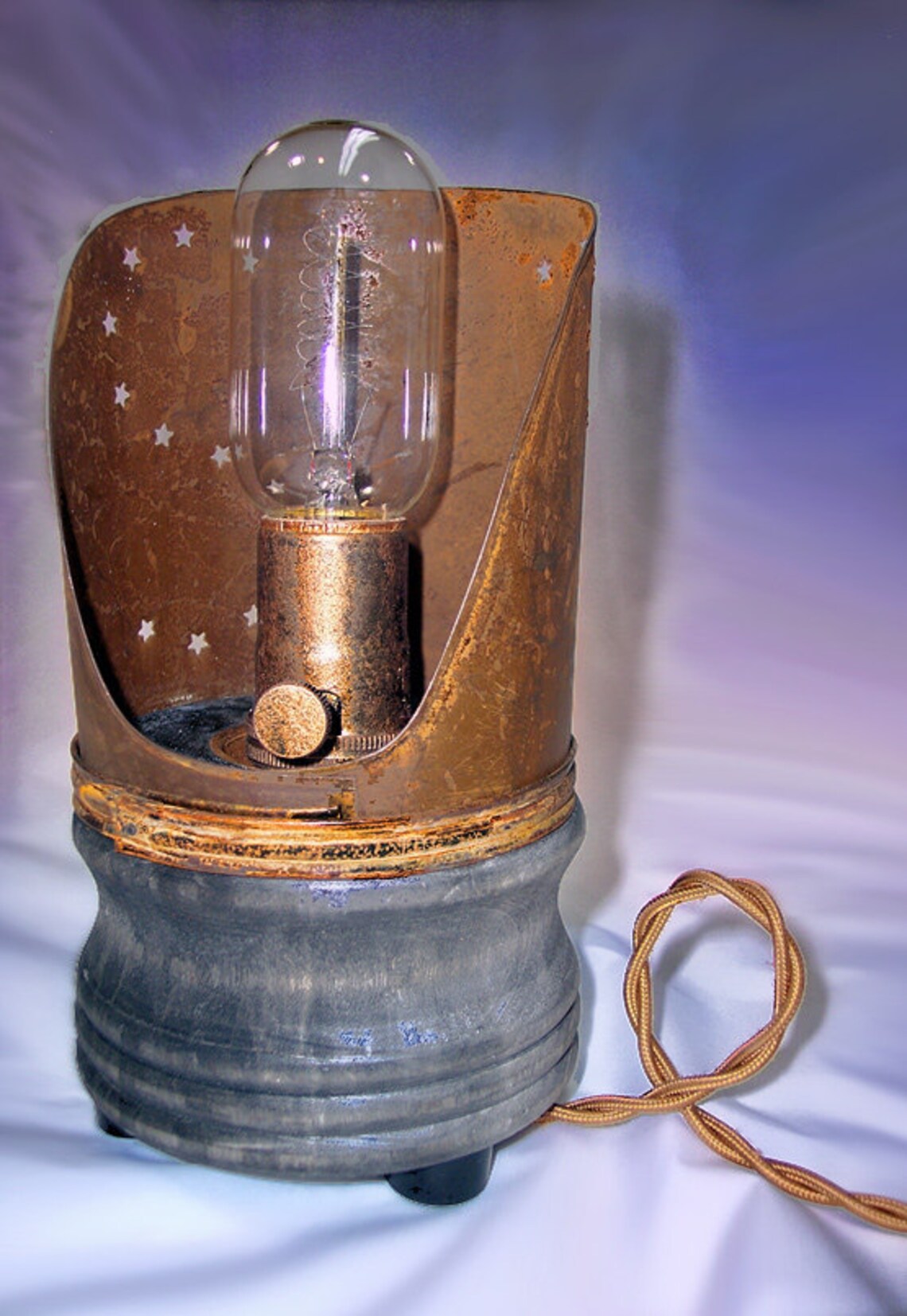 Primitive Country Light End Table Light Steampunk Light Etsy