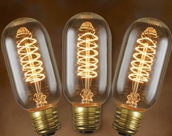 3-Pack Edison Bulbs for Edison Lamp - Tubular Vintage Spiral Filament 40-watt - T14