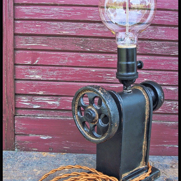 Industrial Iron Gear Lamp - Steampunk Lamp - Steampunk Light - Desk Lamp - Table Light - Industrial Light - Desk Light -