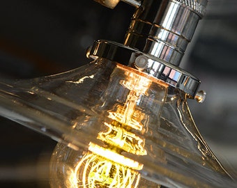 Clear Glass Shade Pendant Light  - Minimalist Light - Industrial Hanging Light - Lamp - Kitchen Light - Bar Light