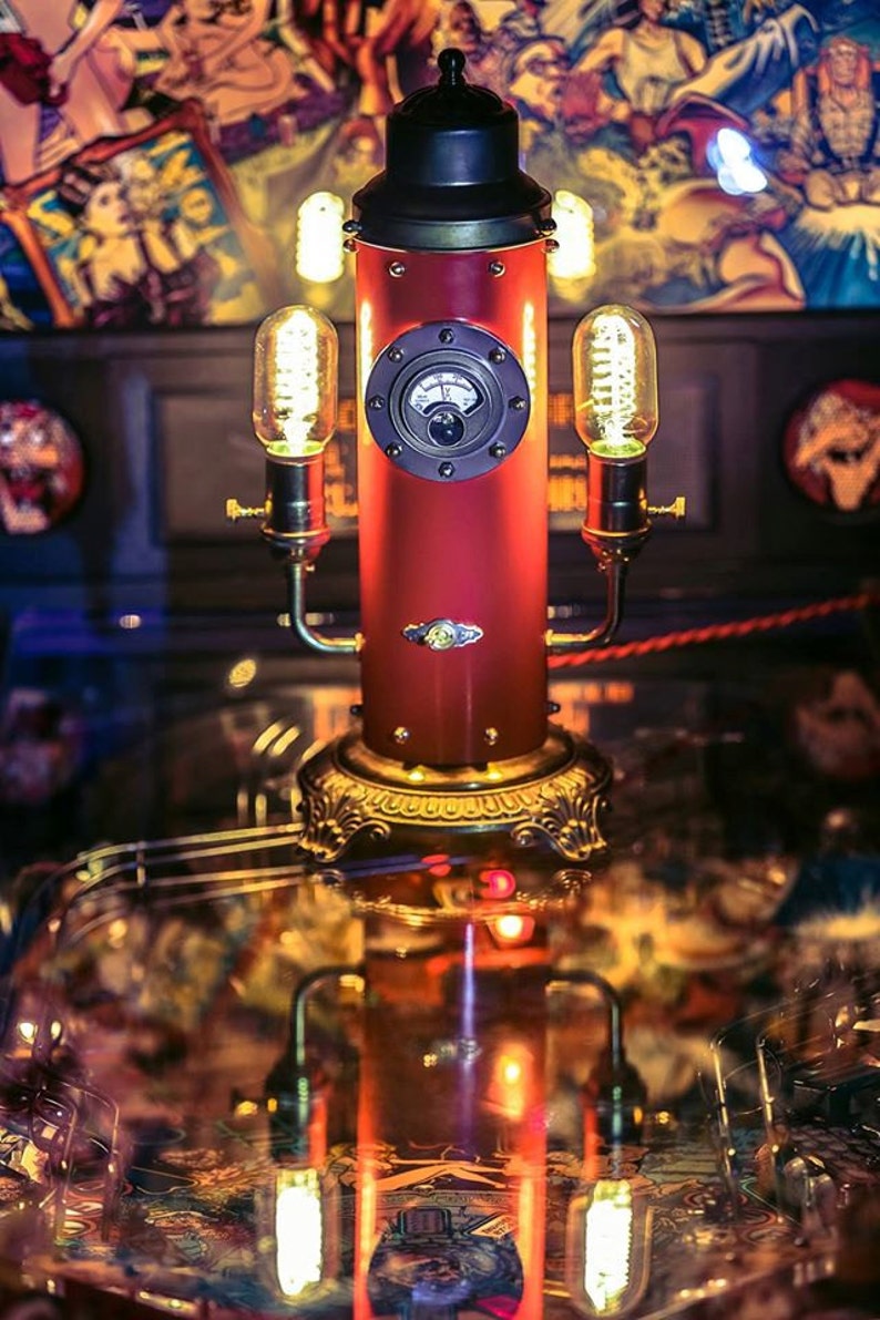 Steampunk Steam Whistle Table Light Red Steampunk Lamp Etsy