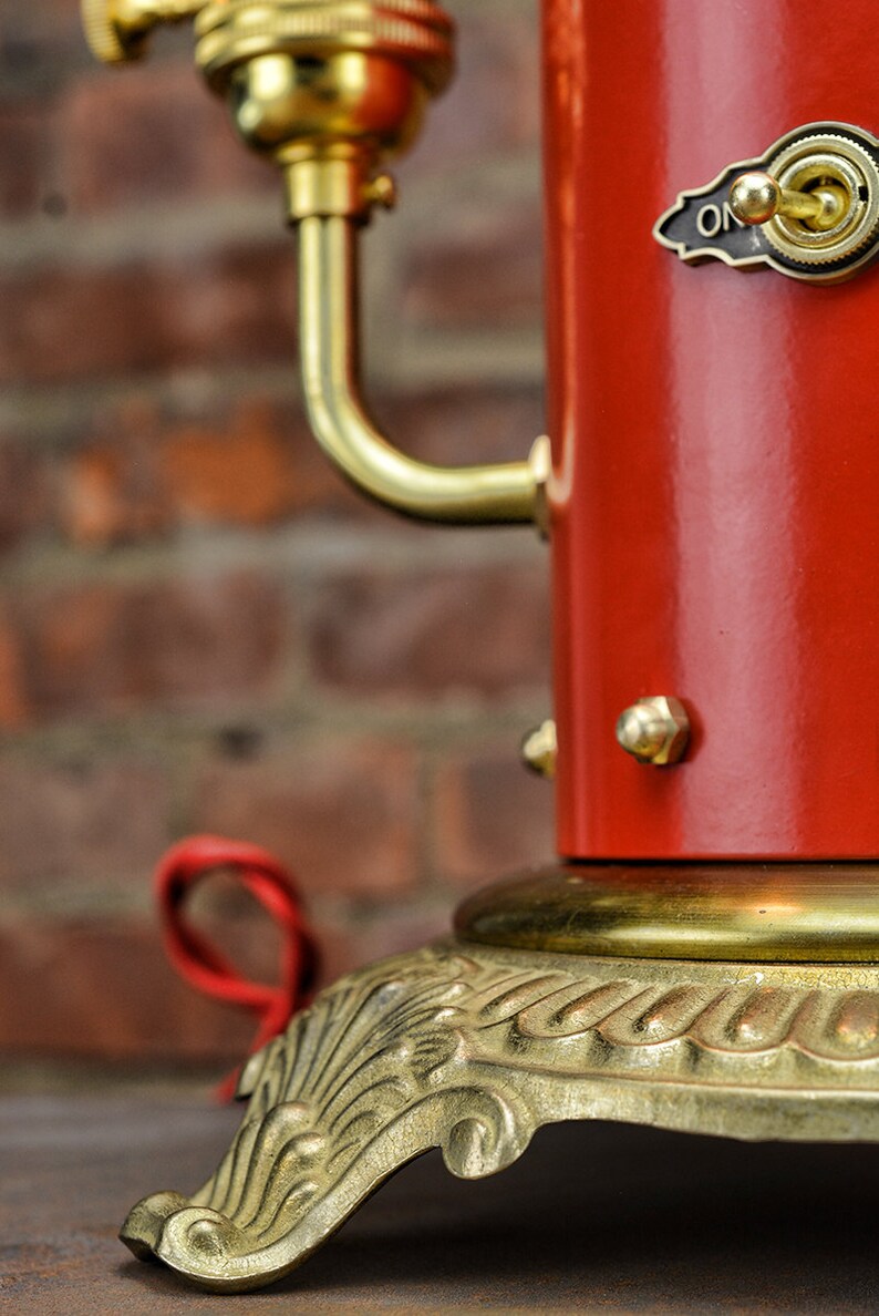 Steampunk Steam Whistle Table Light Red Steampunk Lamp Etsy