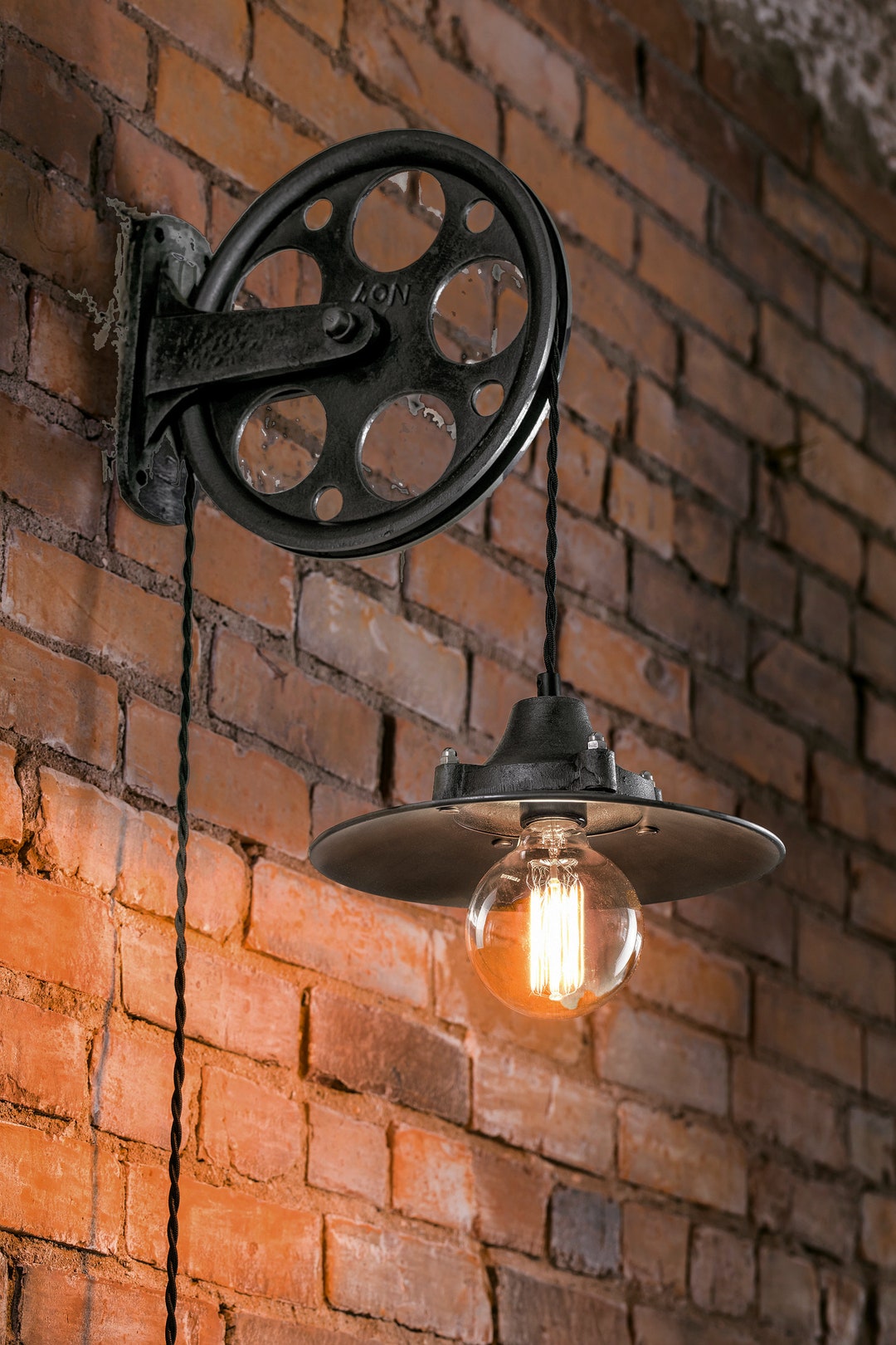Train Station Wall Pulley Light Vintage Industrial Cast Etsy