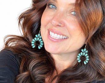 Turquoise Western Statement Earrings
