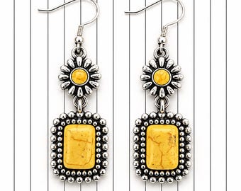 Yellow Squash Western Statement Earrings
