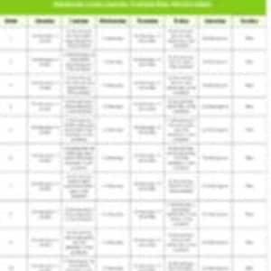 May include: A white grid-based weekly schedule chart with a green header titled 'ADHD Weekly Planner Template'. The table features columns for days of the week from Monday to Sunday, with rows numbered one through ten for organizing daily tasks.