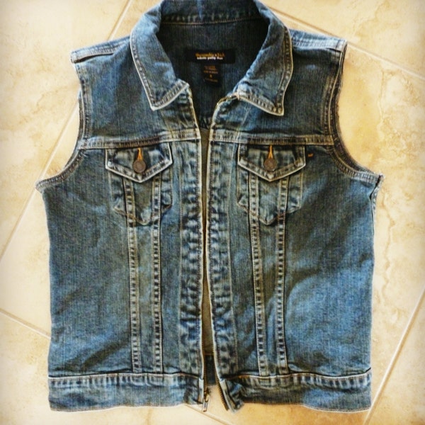 Vintage Inspired Hand-Altered Abercrombie Denim Vest / Jean Vest