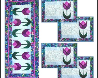 Spring Tulips Table Runner & Placemats PDF Quilt Pattern